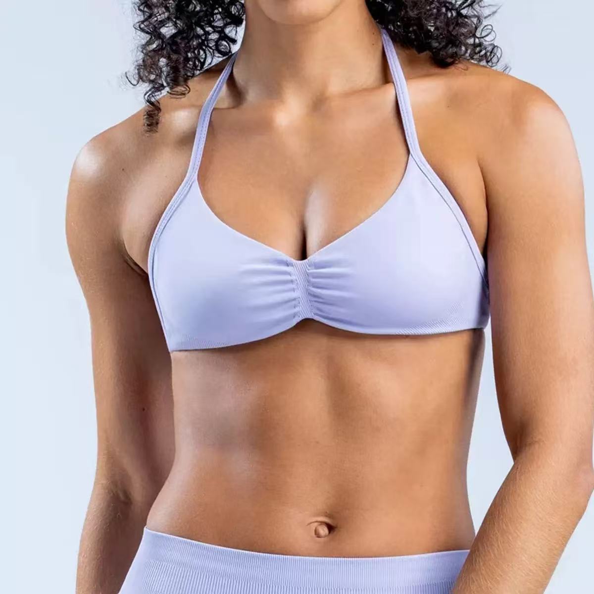 Bra deportivo de cuello colgante transfronterizo Europa y América nuevo entrenamiento físico ropa interior rápida secado yoga pequeño sujetador