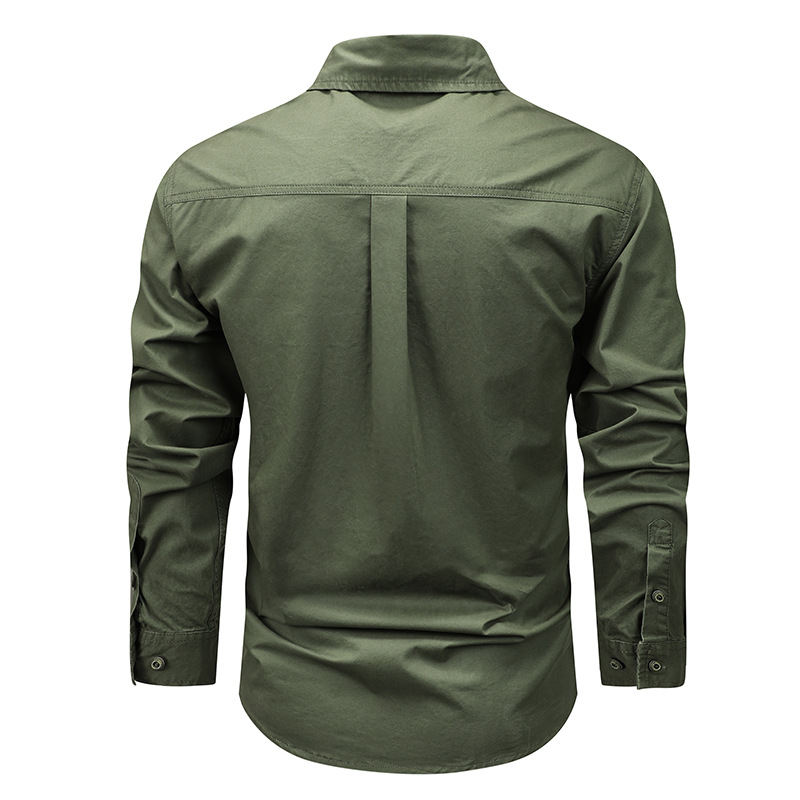 Otoño y invierno nuevo estilo retro algodón camisa de manga larga hombre suelta gran camisa de alto nivel camisa casual ropa de hombre