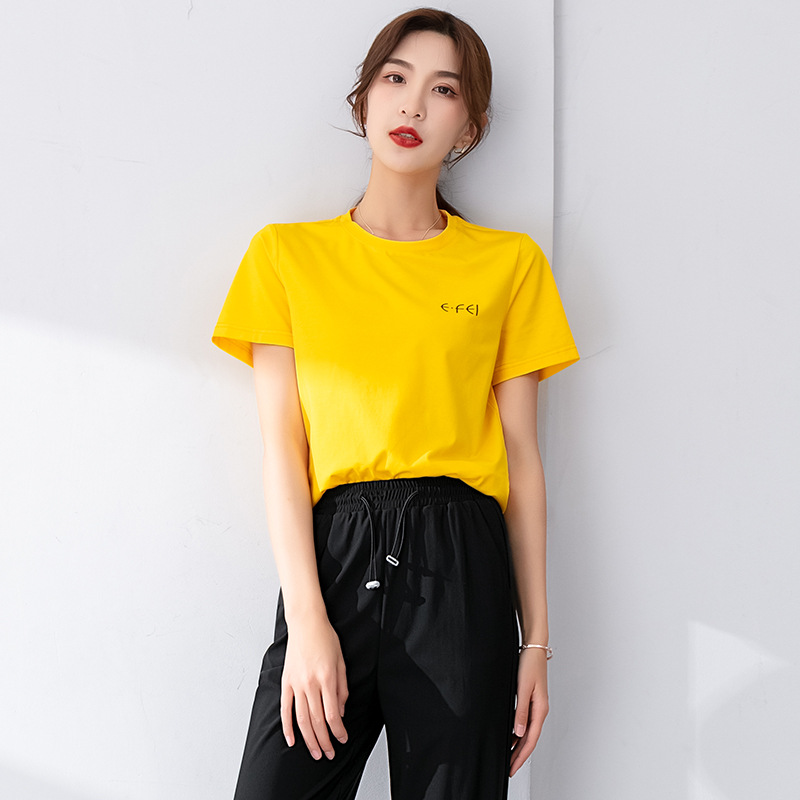 Áo thun nữ cổ tròn tay ngắn modal ôm sát, áo lót trong dáng ngắn — Màu vàng