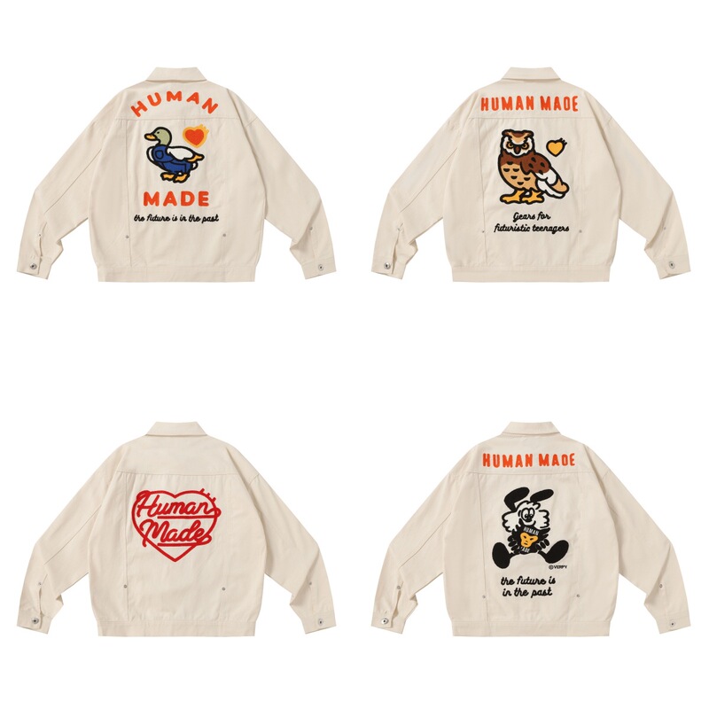 In Stock, Export Goods 2025 New Human Embroidered Couple Jackets, Autumn and Winter Retro Cute Jackets