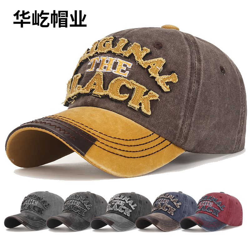 新品做旧棒球帽复古刺绣鸭舌帽男休闲户外遮阳帽韩版旅行帽子批发