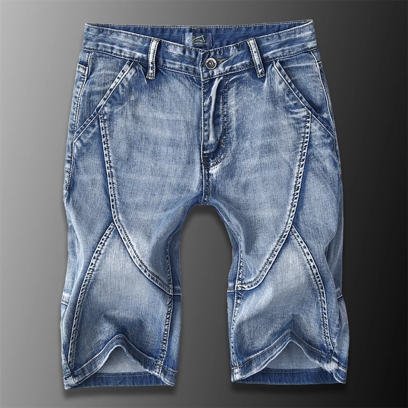 Men's Clothing Summer Thin Ripped Denim Shorts Loose Fit Korean Style Slim Pants Trendy Five Point Seven Point Fashion_mkmklike.com