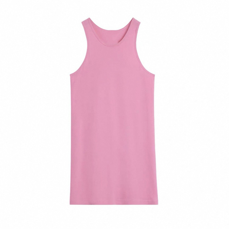 Cotton Set Yarn Twisted Sand Cool Hand-feel Round Neck Sleeveless Stack Vest Mid-long Summer Base Multicolor