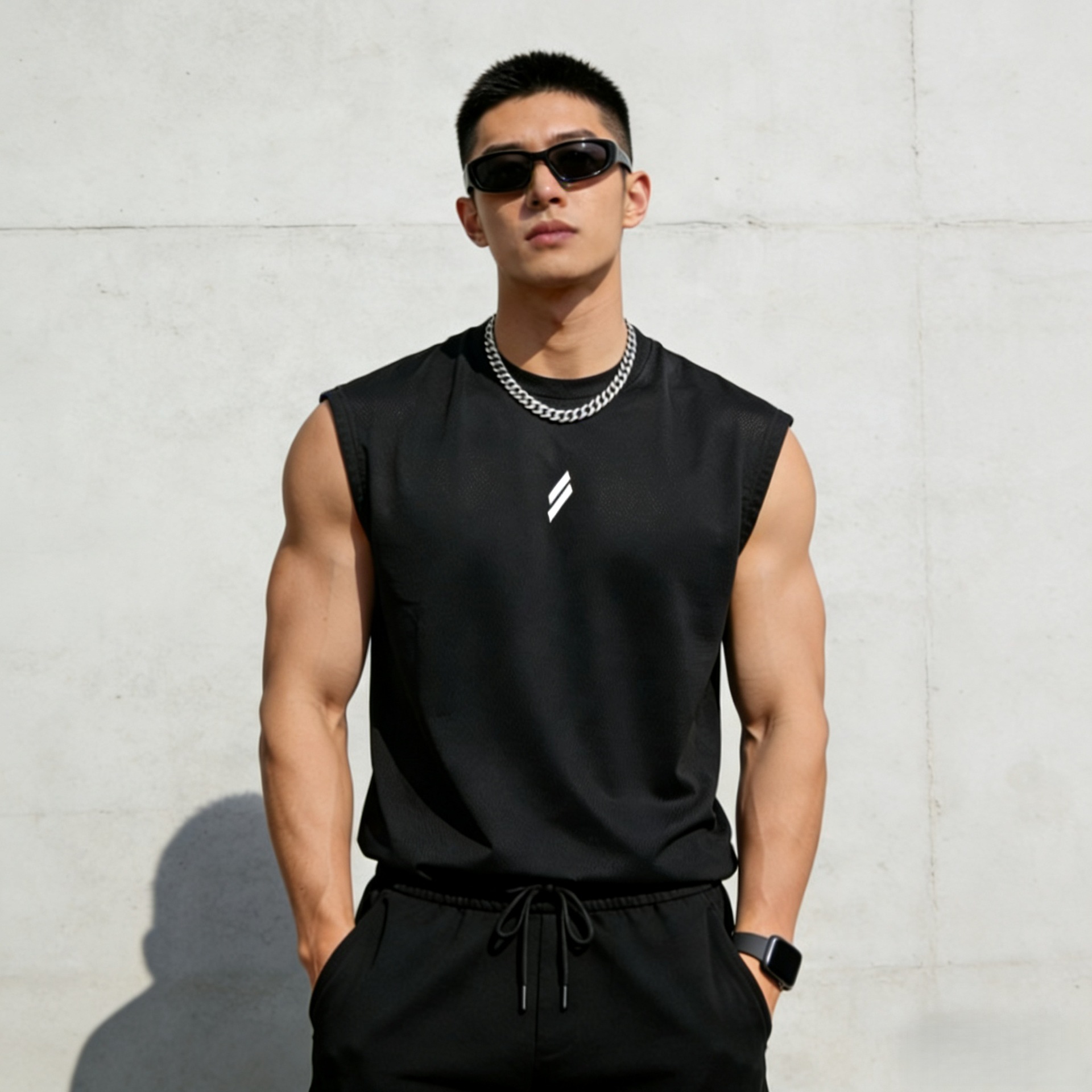 Gym Summer Fitness Sports Vest for Men, Breathable, Moisture-Absorbent, Loose-Fitting Training Sleeveless Quick-Drying Vest Fitness Clothing
