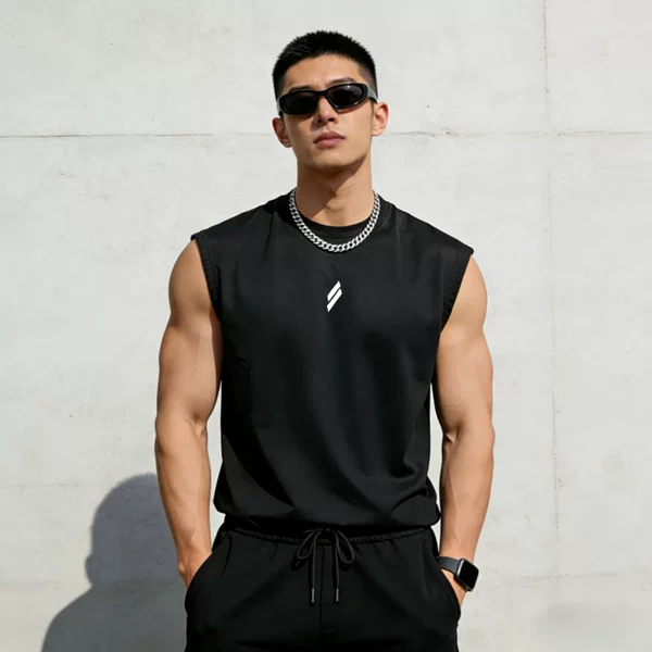 Gym Summer Fitness Sports Vest for Men, Breathable, Moisture-Absorbent, Loose-Fitting Training Sleeveless Quick-Drying Vest Fitness Clothing