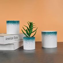 厂家批发仿真花底部无孔装饰收纳多肉盆栽双色喷点密胺圆直筒花盆