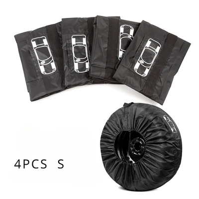 Factory Direct Sales Car Tire Cover Polyester Taffeta Wheel Cover Protective Cover Car Cover Waterproof Tire Snow Cover (Spare wheel cover) - black-belt-s-size-pack-of-4-tire-diameter-66cm26in-suitable-for-13-18inch-tires
