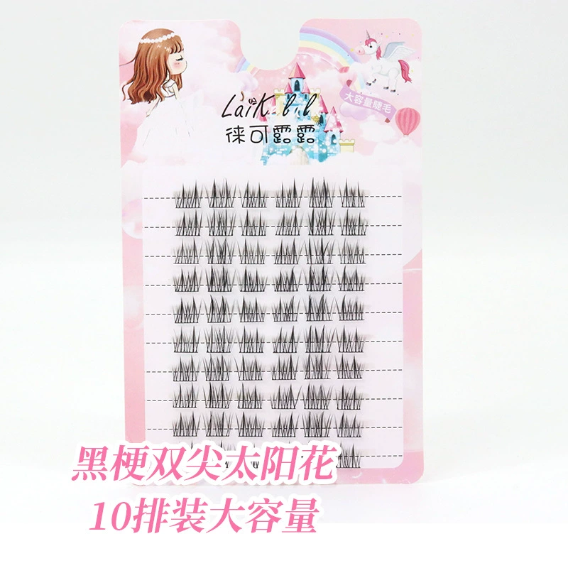 Transparent Stalk False Eyelashes, 10-Row Trays, Multi-Style Volume Clusters