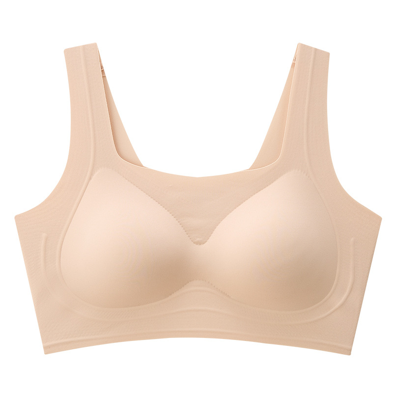 Ropa interior de tirantes anchos y delgados sin marcas, cómoda para mujeres, sensación cero, pequeña acumulación de pecho, chaleco de soporte suave sin anillo de acero, sujetador cultural