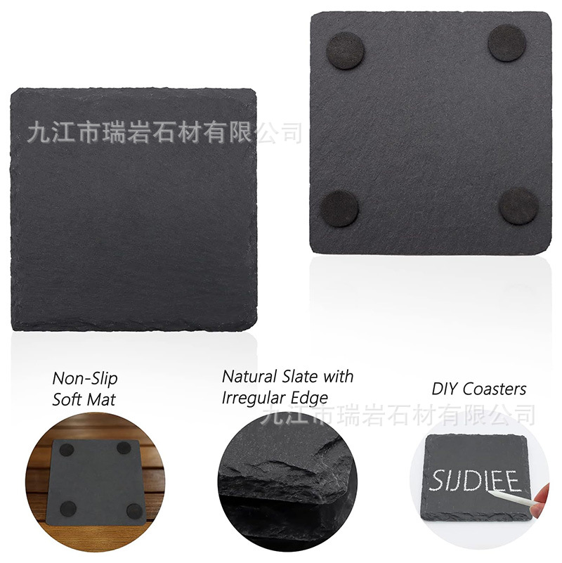 Mayorista conjunto negro pizarra taza bar de whisky taza de piedra natural aislamiento taza de piedra con soporte