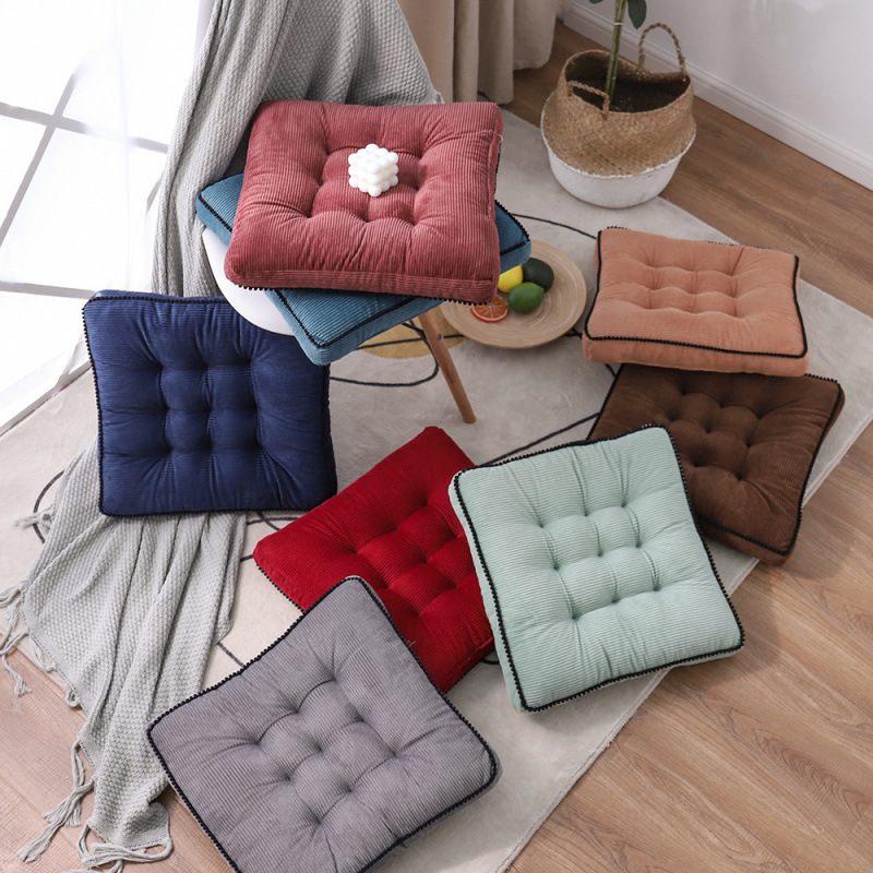 细条灯芯绒花边面包垫现代简约透气水晶绒椅垫坐垫地板垫软包椅子