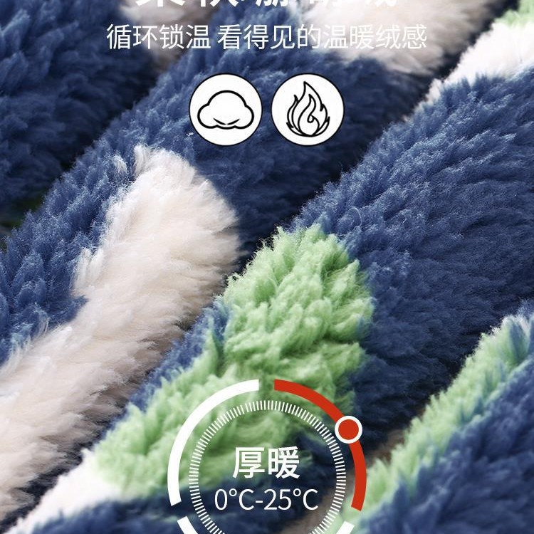 가을과 겨울 산호 양털 파자마 남자의 두꺼운 기모 플란넬 따뜻한 옷깃 플러스 사이즈 청소년 홈 의류 세트