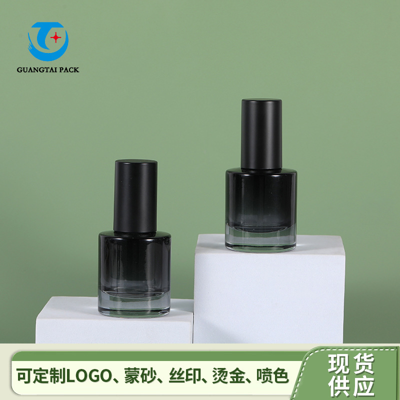 供应批发透明渐变香水玻璃瓶30ml喷涂按压式加厚甲油胶化妆品瓶