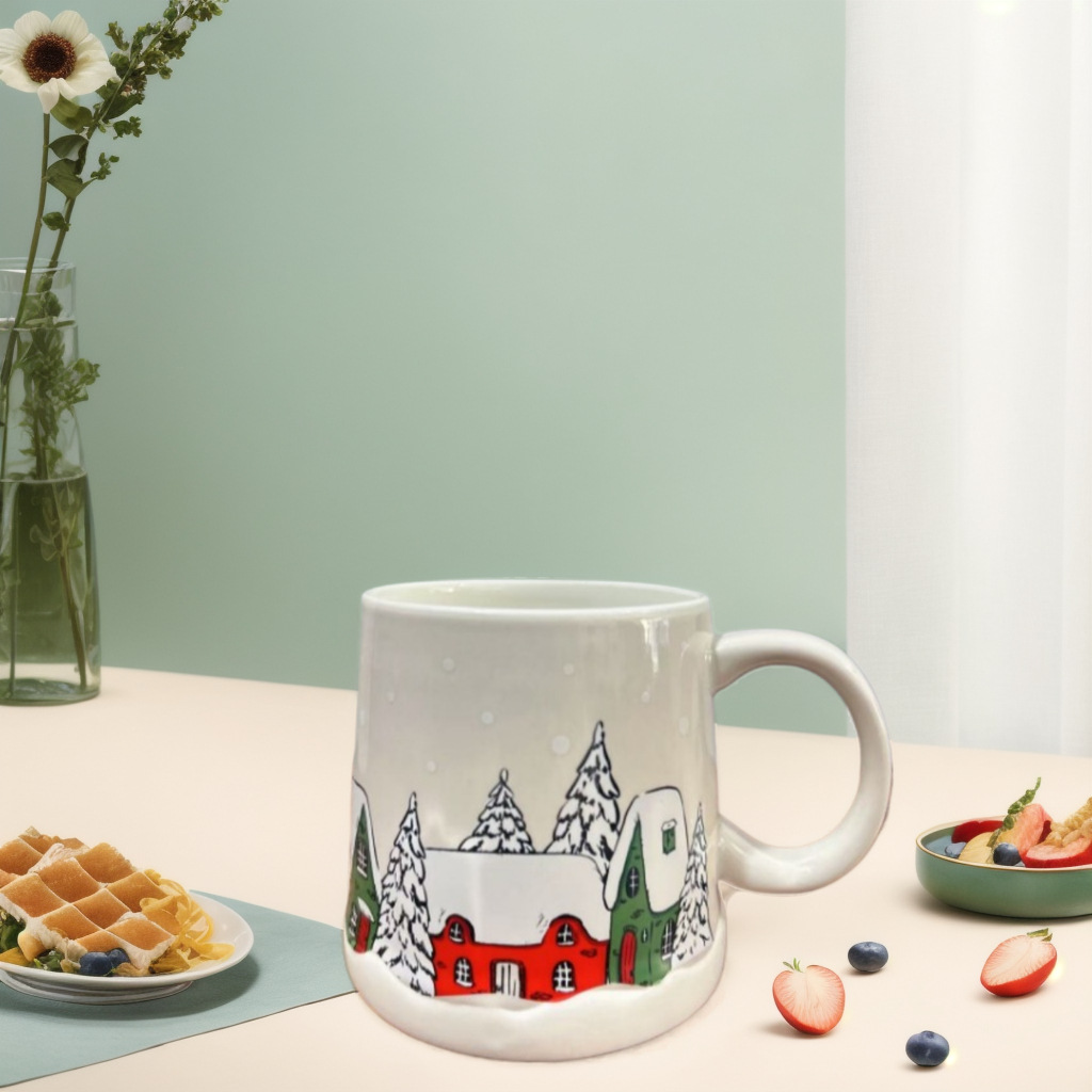 Taza de Navidad de alto valor, taza de cerámica casera, regalo creativo, taza de café, taza de desayuno encantadora