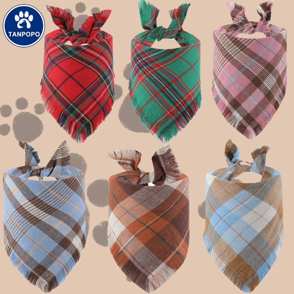 Классический хлопок с бахромой для домашних животных треугольное полотенце трансграничное рождество собачий рот полотенце шарф завод оптом