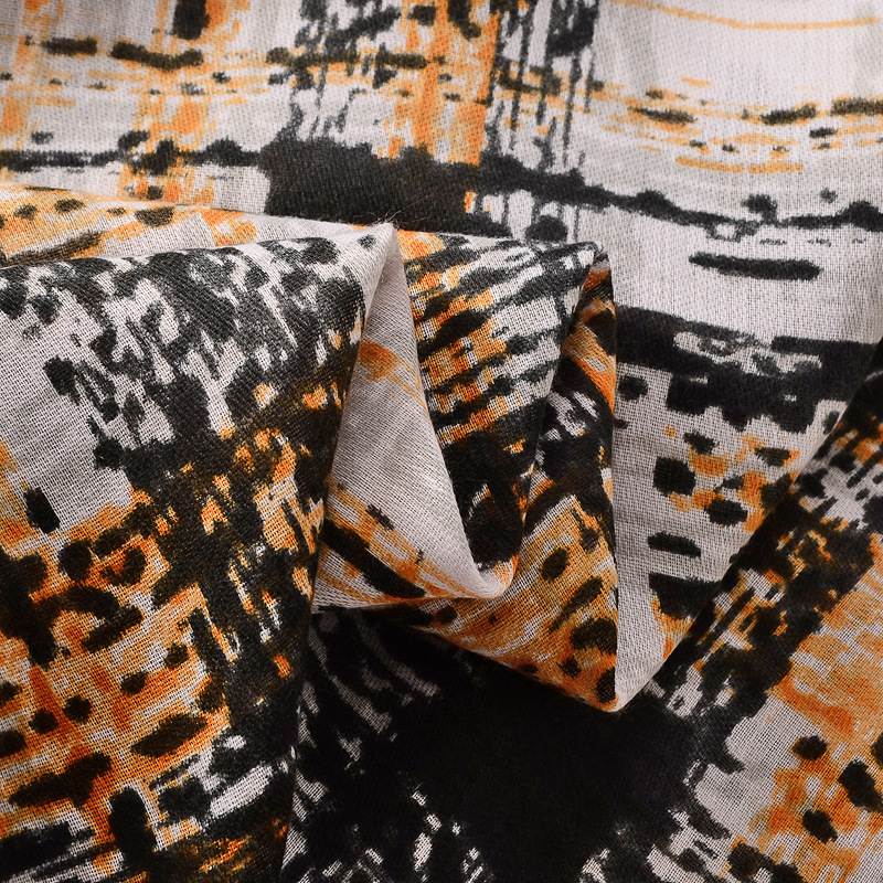 Viento popular pintado a mano línea negra impresión suave algodón Lino sensación bufanda protector solar Toalla de playa hembra aire acondicionado habitación chal