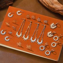 跨境新款复古太阳耳环女 欧美ins风镂空金色小太阳耳钉耳坠批发