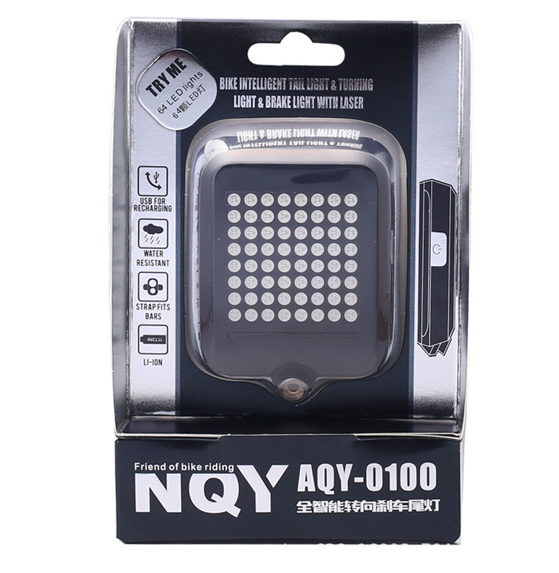 自転車ライト 全知能ステアリングブレーキテールライト USB充電 黒 AQY-0100 