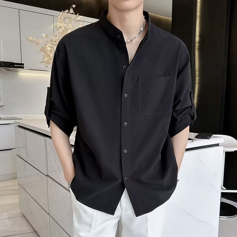 Cotton Linen Shirt Men's Short-sleeved Shirt Loose Men's Chinese Style Summer Thin Men's Casual Coat Long-sleeved Top