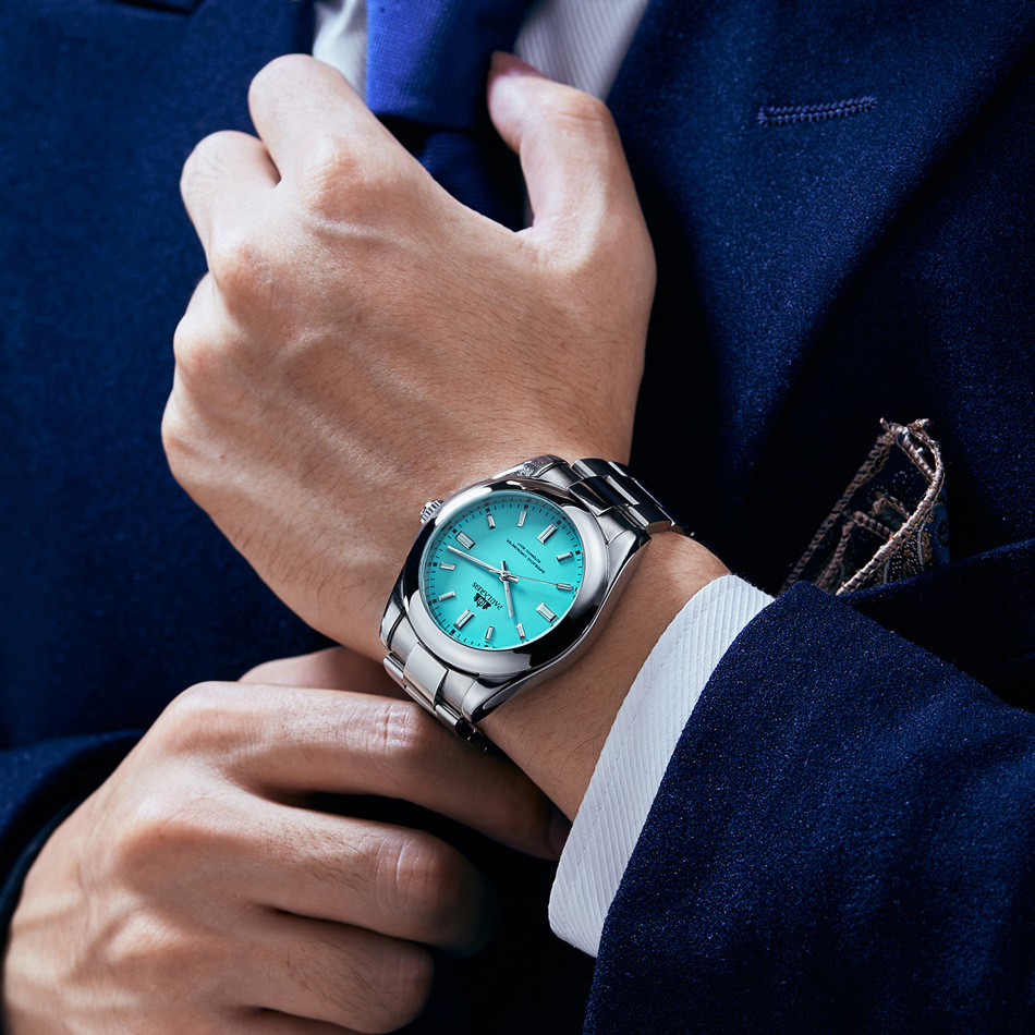 Fully Automatic Mechanical Luminous Steel Band Red Yellow Blue Green Colorful Men's Watch AUTOMATIC WATCH_voghion.com