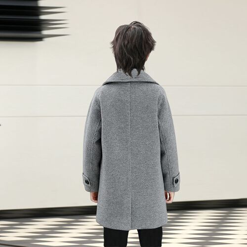Children's Wool Coat Autumn/Winter Style Stylish Warm Medium-Length Korean Version Cool & Versatile Windbreaker Children's Wool Outerwear