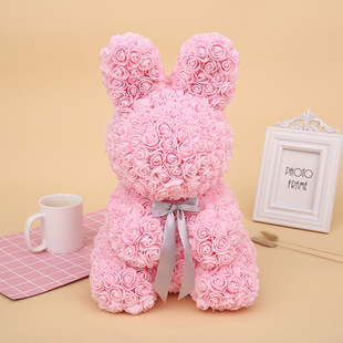 Simulation Eternal Flower Foam Rose Rabbit Valentine's Day Gift Eternal Flower Rose Bear Simulation Rose