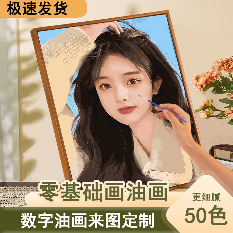 Portrait live photo oil painting diy digital oil painting filling hand painted gift painting graffiti color oil paint decoration