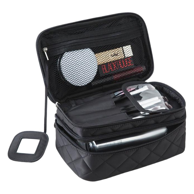 Nueva bolsa de cosméticos bolsa de lavado creativo hebilla impermeable caso cosmético nylon negro espejo bolsa de almacenamiento transfronterizo al por mayor