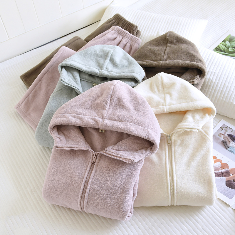 New Couple Pajamas Winter Polar Fleece Women's Wearable Warm Home Clothes Set Plus Velvet Thickened Pajamas for Men