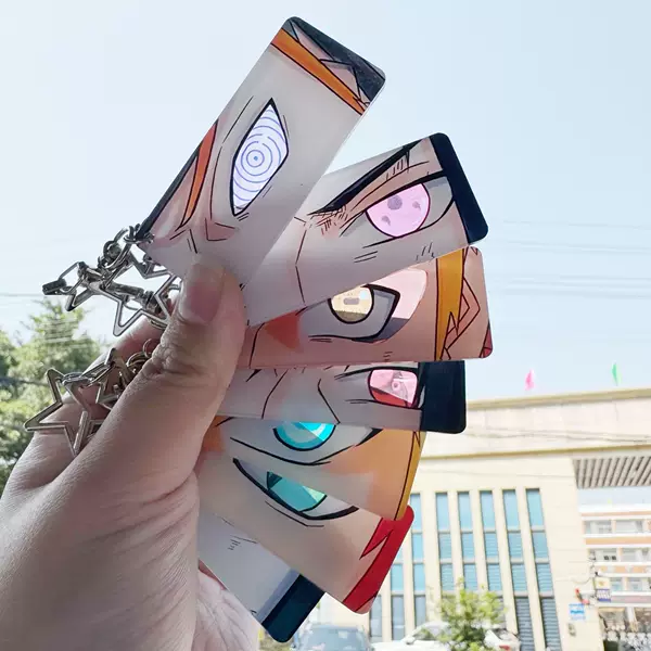 Naruto special effects reflective transparent card pendant Naruto Sasuke luminous eyes acrylic keychain wholesale