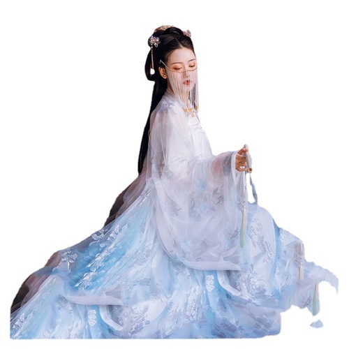 Hanfu female adult chaoxian elegant wide sleeve cross collar breast length Ru skirt Tang embroidery Hanfu female