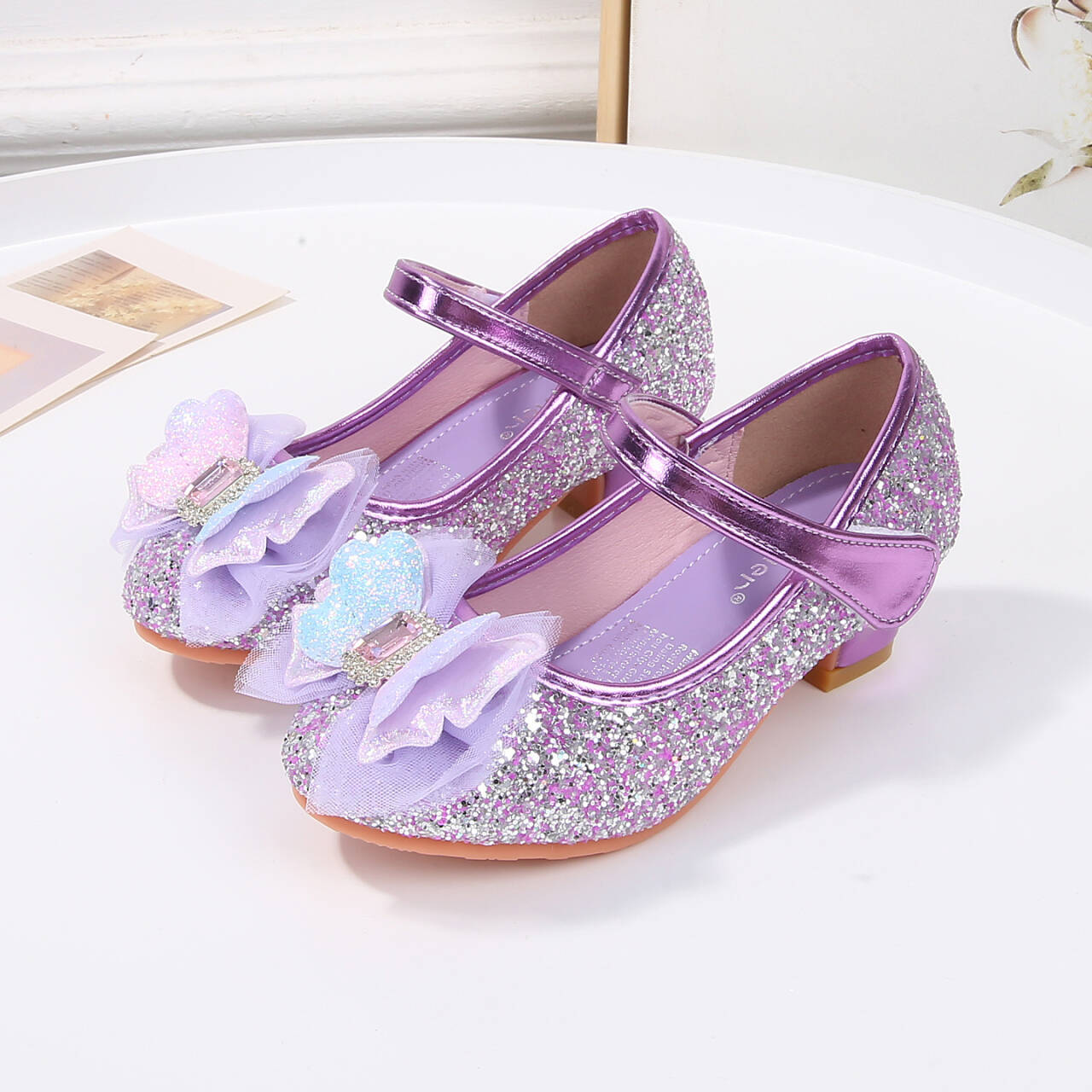 Girls' Princess Shoes 2026 Autumn and Winter New High-Heeled Children's Crystal Shoes Little Girls' Soft-Soled Single Shoes Performance Shoes