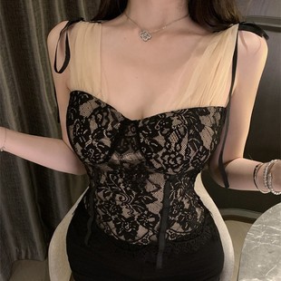 2310 # Goddess's New Lace Inner Suspender Vest, Pure Lust, Light Luxury, Beautiful Back Slimming Top