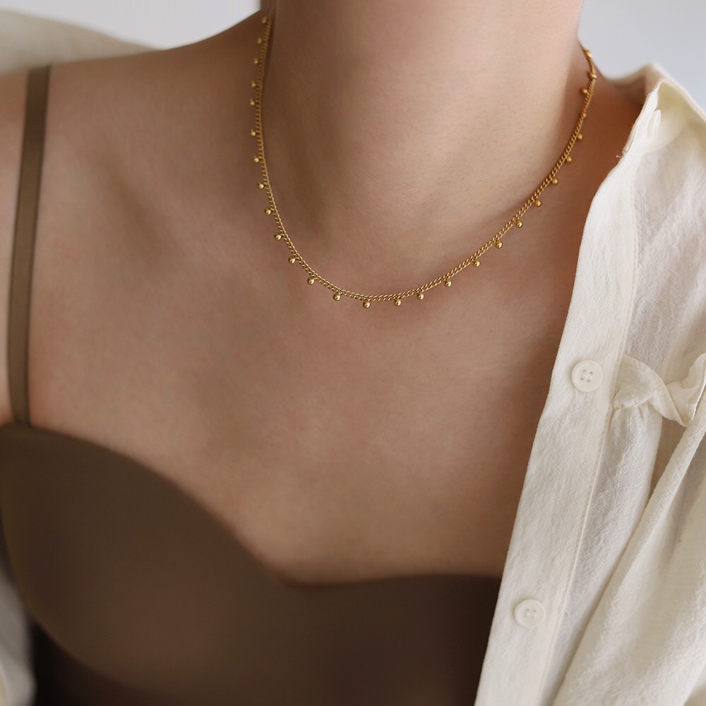 1 Piece Quantity PVD Coated Real Gold Plated 18K Gold Solid Color 304 Stainless Steel Titanium Steel Retro Waterproof Non Tarnish 304 Stainless Steel Necklace