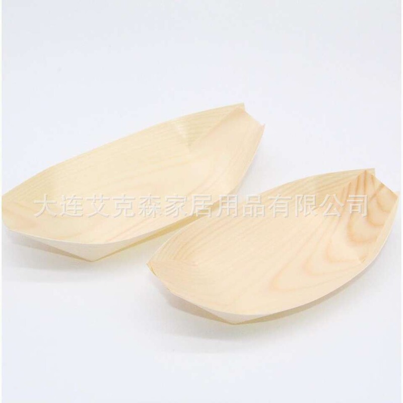 Biodegradable Eco Friendly Disposable Dessert Plate Birch Wood Sushi Sauce Fruit Plate