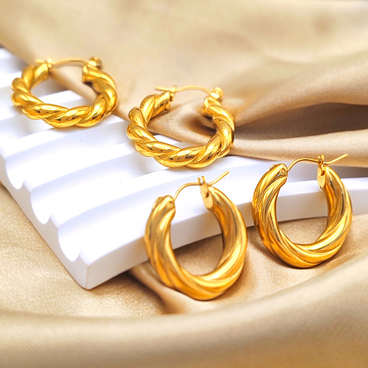 11g Weight 0.05µm-0.08µm Gold Plating Thickness PVD Coated Gold Plating Process 304 Stainless Steel Ear Needle Material 14K Real Gold Plated, Real Gold Plated Plating Material Hoop Earrings Classification 1 Pair Quantity Daily Occasion 304 Stainless Steel Material Geometric Pattern Women's Gender Simple Style Style Waterproof Non Tarnish, Plating Craft PVD Coated 18K Gold Real Gold Plated Geometric Stainless Steel Simple Style Waterproof Non Tarnish Hoop Earrings 14