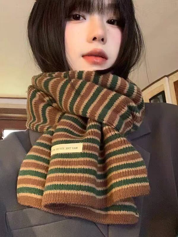 高级感条纹仿羊绒针织围巾女款2025新款冬季保暖百搭护颈情侣围脖|undefined