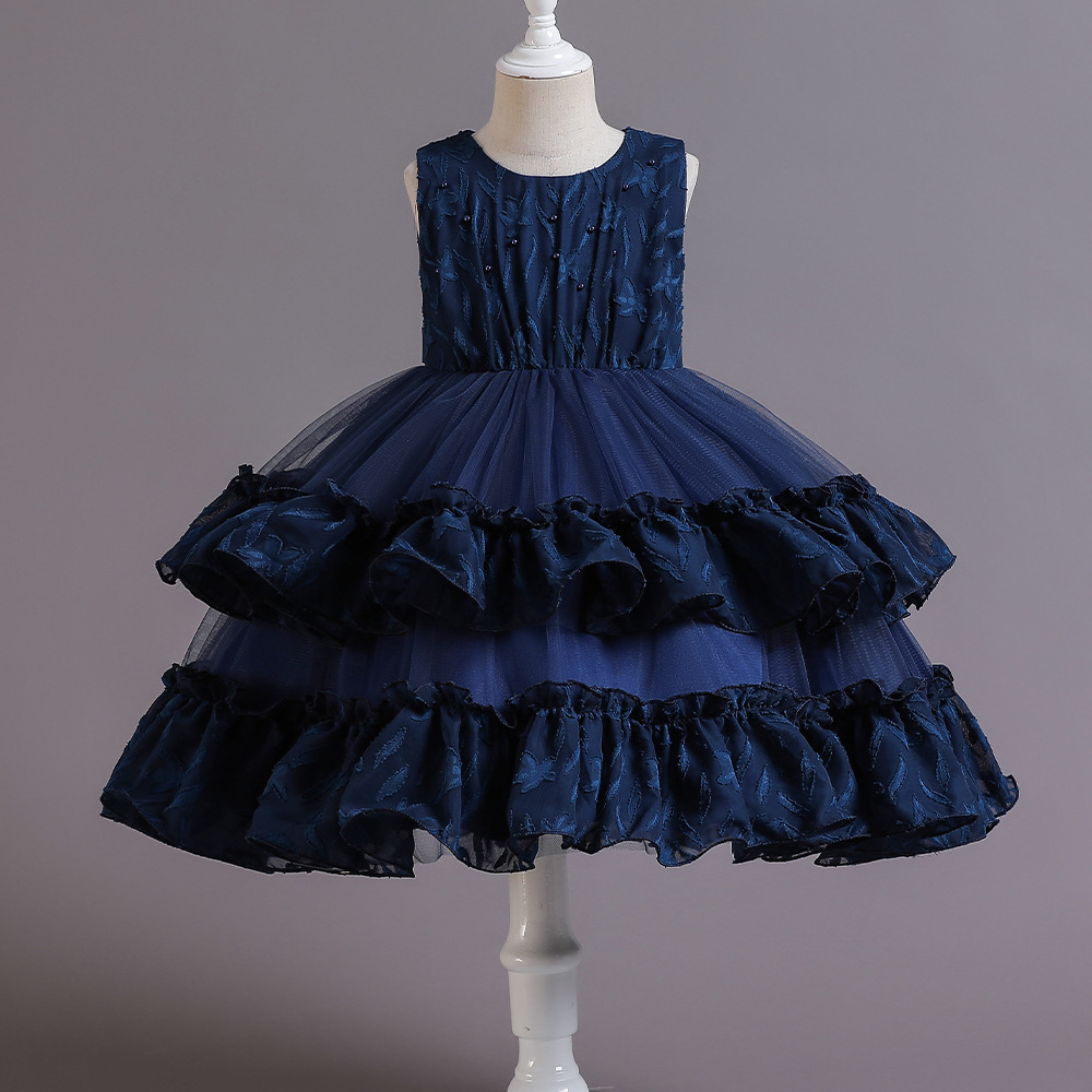 夏季新款童裝連衣裙女童多層婚紗晚禮服童裝兒童公主裙批發