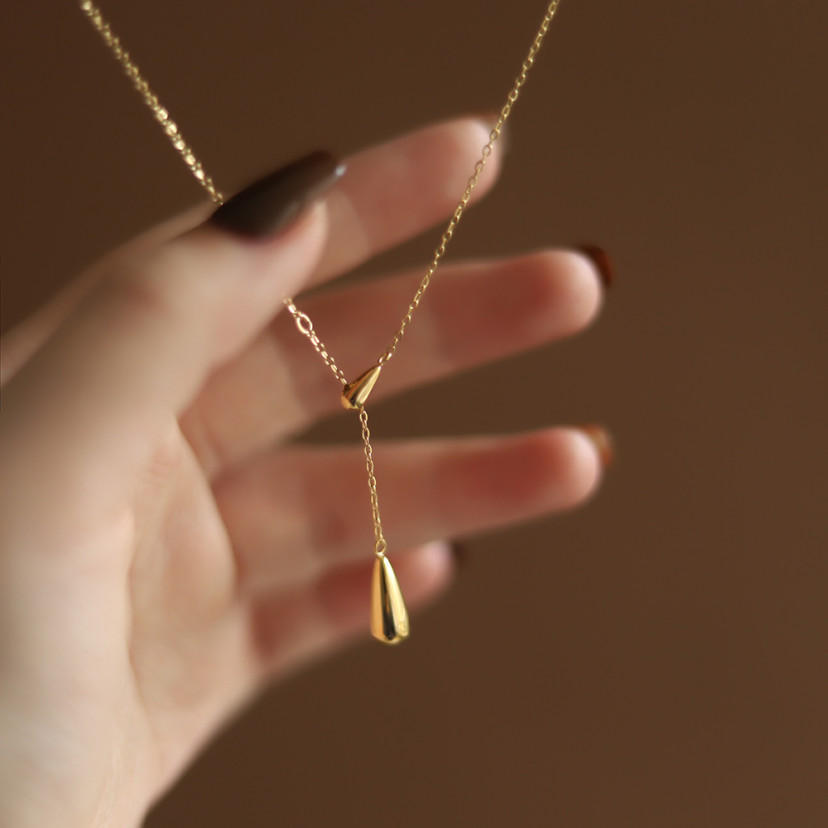 【xl0156】water drop necklace gold