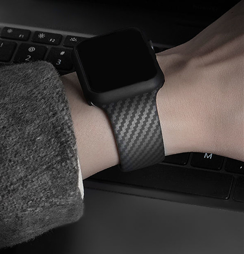 For Apple Watch iWatch 7/6/5/4/3/2/SE Generation Apple Carbon Fiber Print Watch Strap