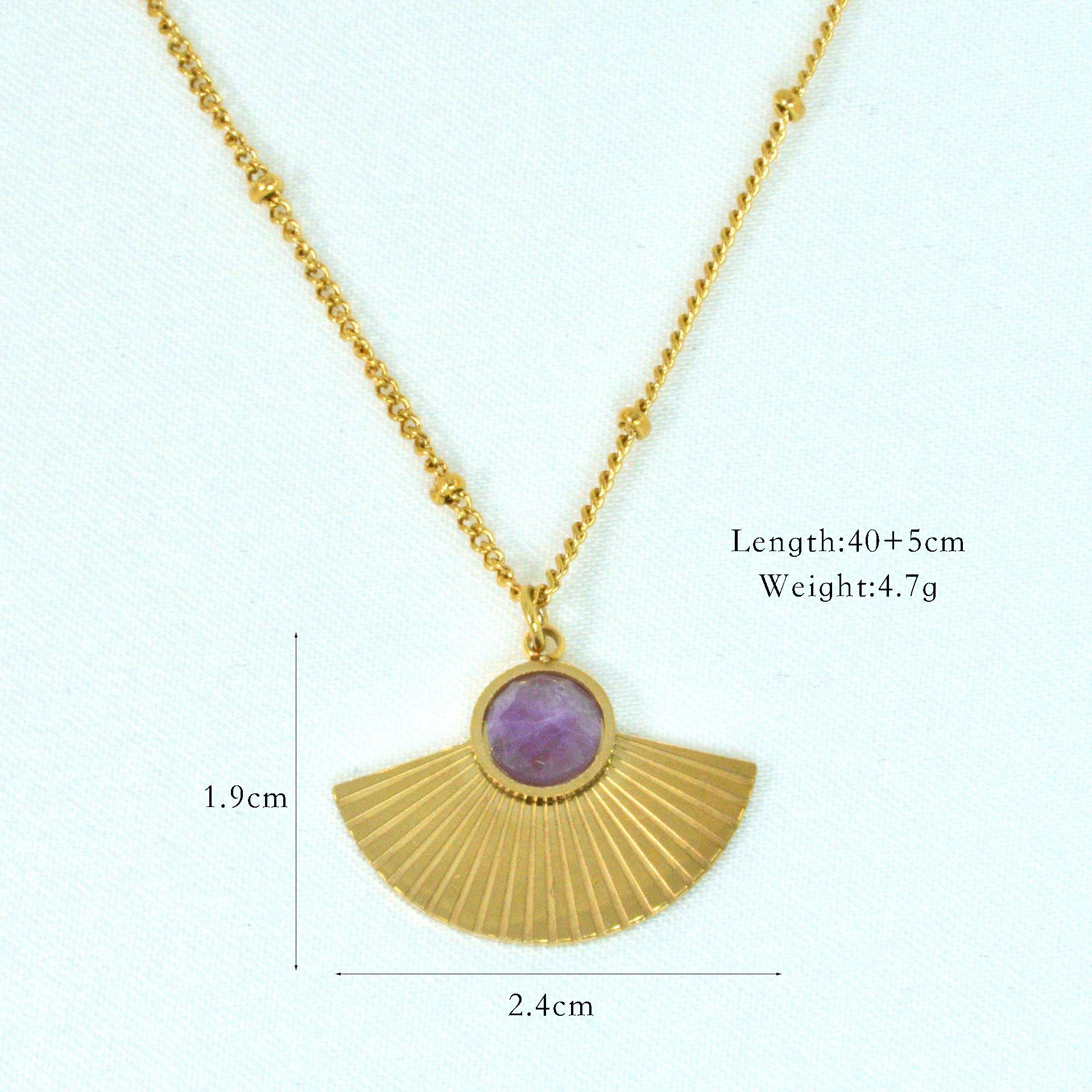 Simple Style Moon Natural Stone Titanium Steel 14K Gold Plated Necklace In Bulk display picture 9