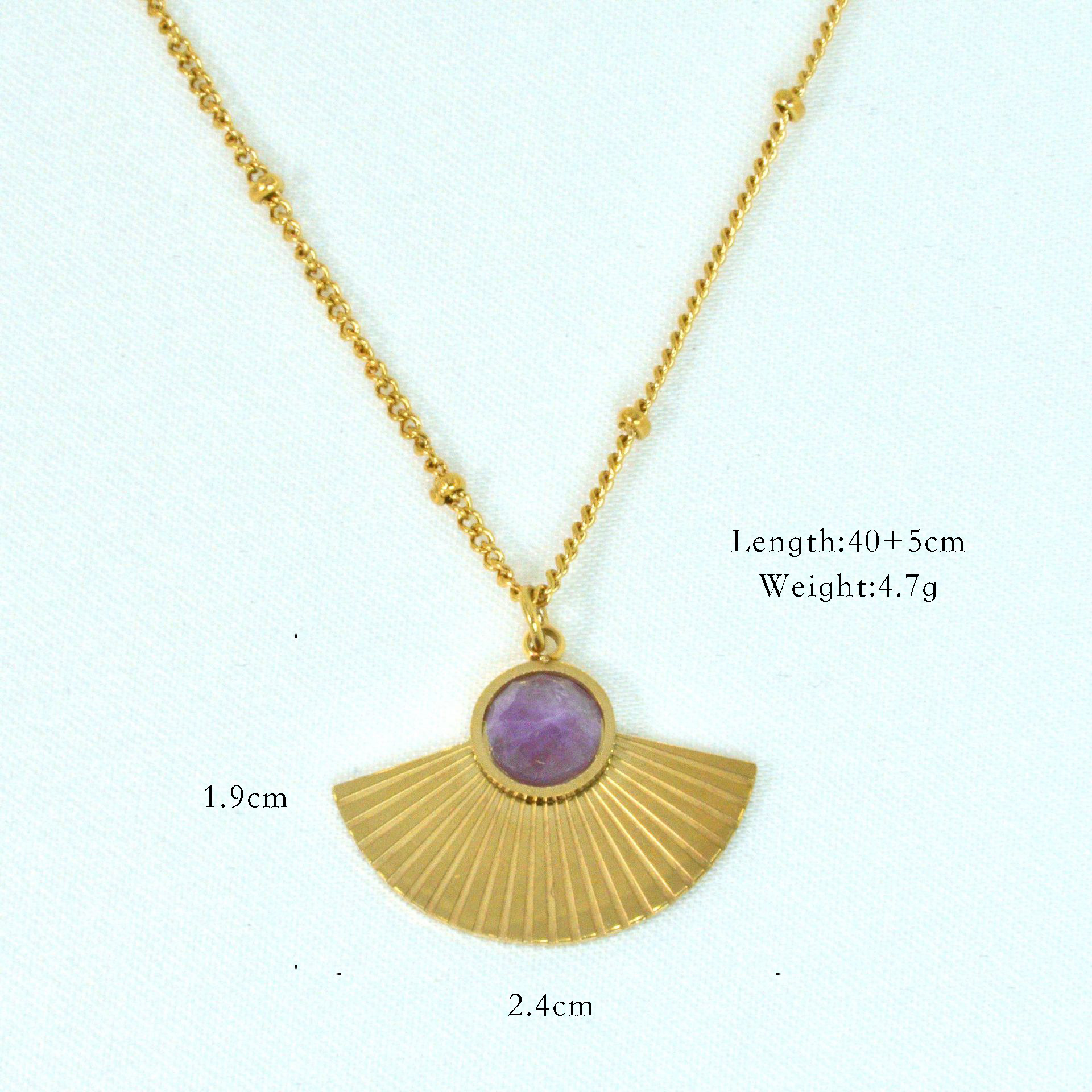 Moon Pattern Women's Gender Simple Style Moon Natural Stone Titanium Steel 14K Gold Plated Necklace In Bulk