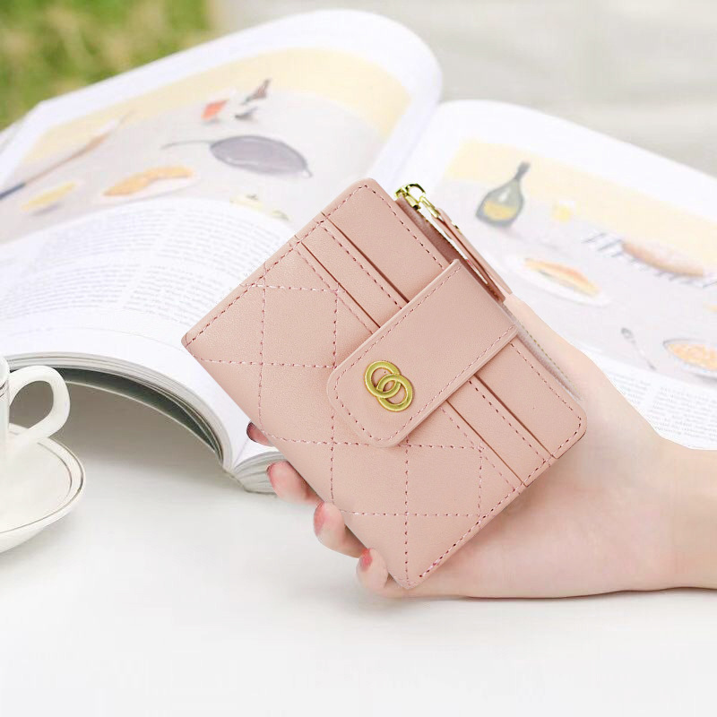 Monedero estilo tweed para mujer, monedero con cremallera corta para estudiantes, tarjetero multifuncional de gran capacidad, cartera para estudiantes