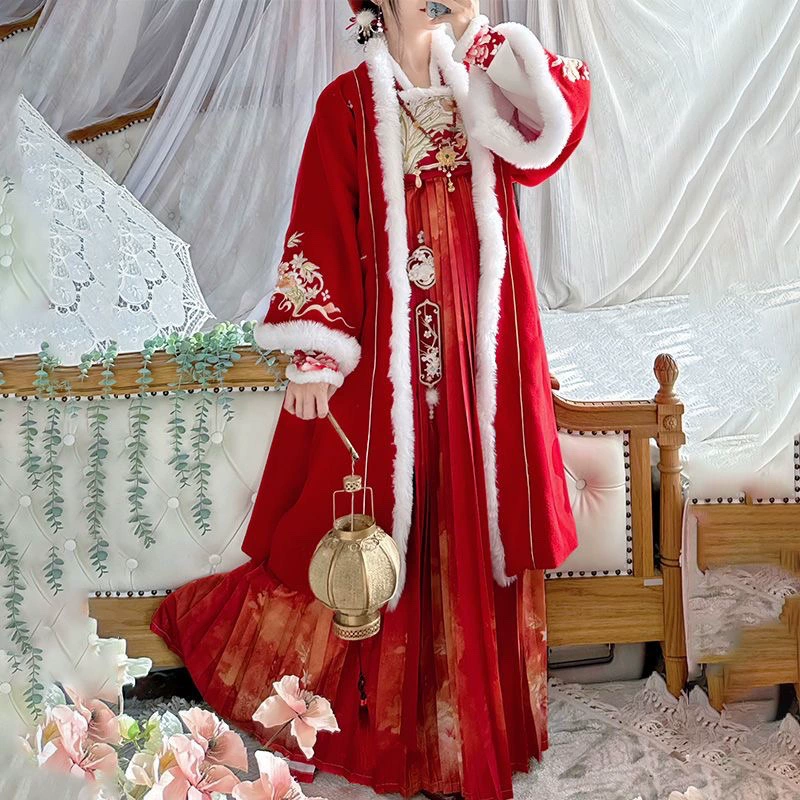 Осенний и зимний новый женский стиль Fulong вышитый вертикальный воротник