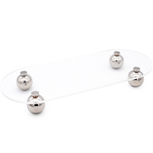 Nordic transparent acrylic storage tray decorative metal round leg desk accessory shelf plate photo prop