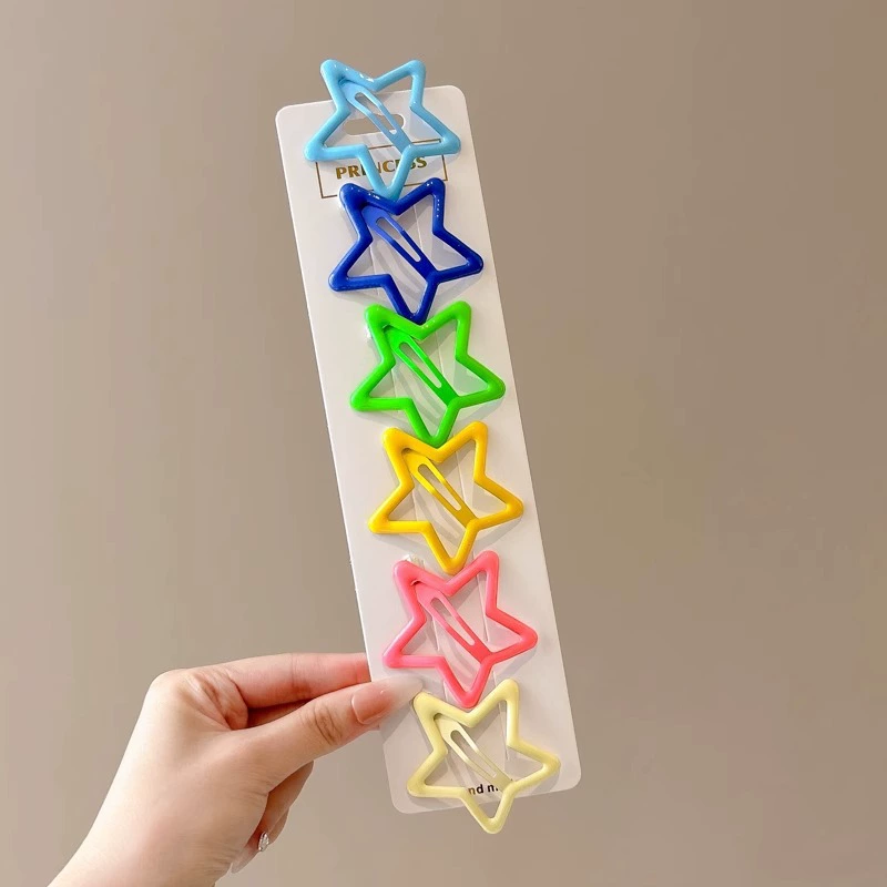 Милая заколка для волос детская с заколками в виде звезды и бантика, разноцветная, длина 4,7 см