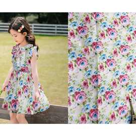 平纹呢制服呢印花面料 连衣裙童装数码印花面料 时尚女装布料