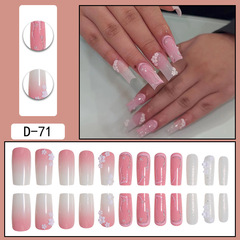Wholesale French Mid-Long Pearl Flower Nail Sticker Full Set Pure Desire Hot Girl Nail Sticker