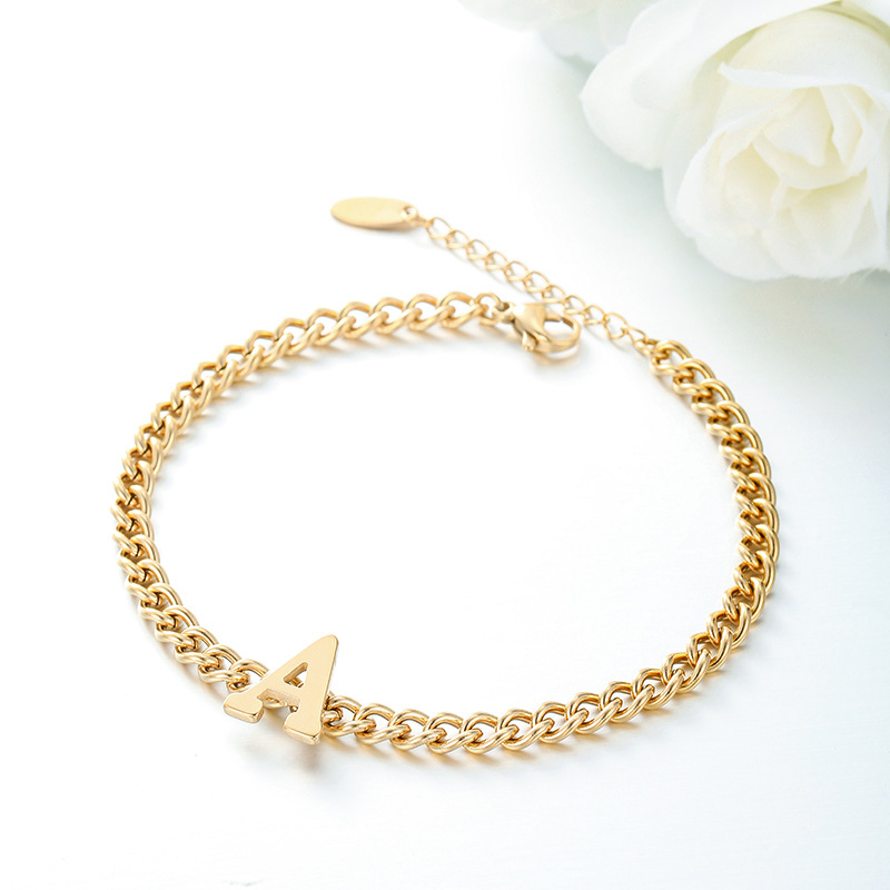 Xuping Europa y los Estados Unidos acero inoxidable transfronterizo chapado 14k simple pulsera de letras de alta calidad estilo personalidad joyas de mano para mujeres