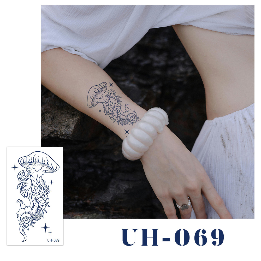 新しいジュースハーブタトゥーシール、半永久的、韓国で人気、原宿風、防水、ミニマルなタトゥーシール、英語文字